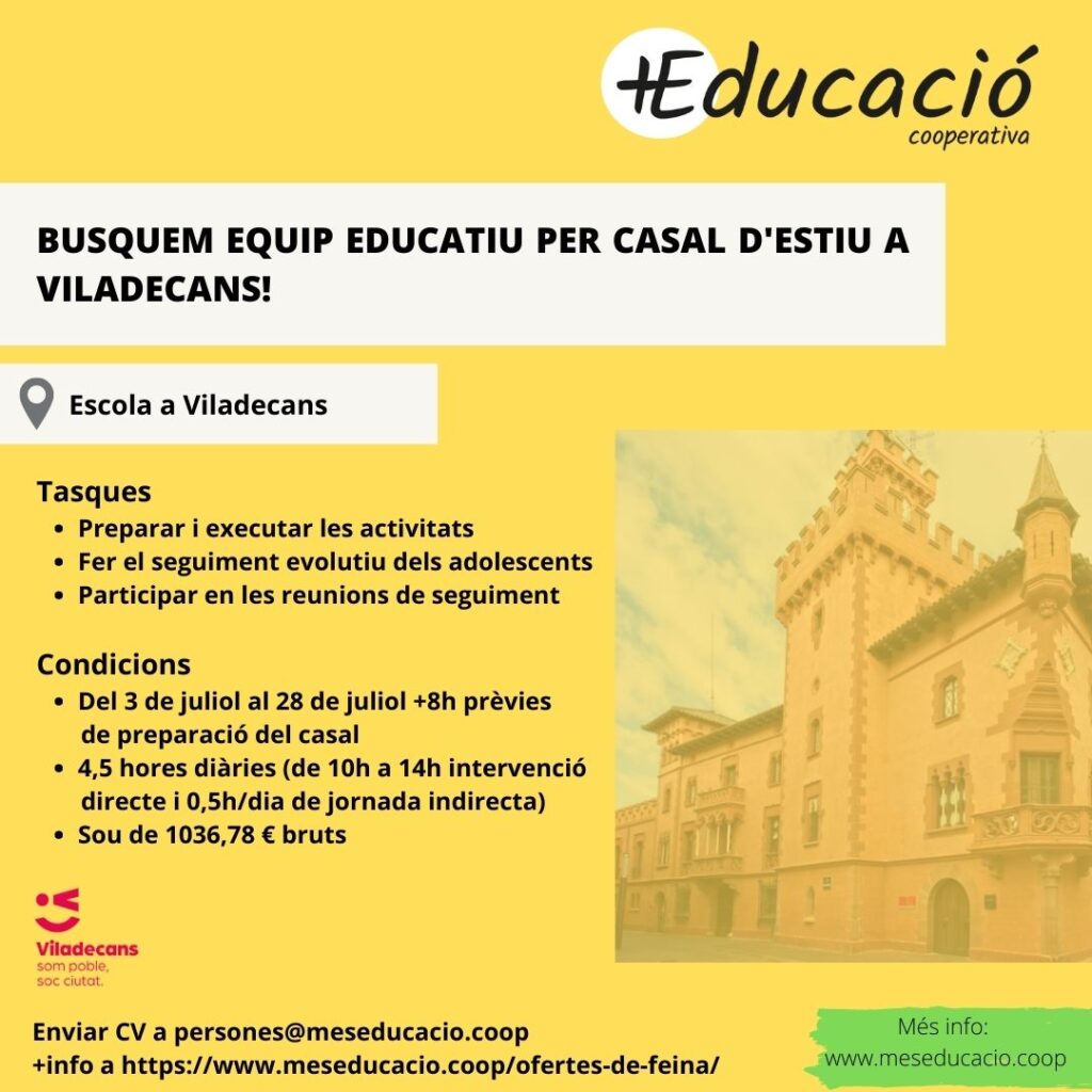 Busquem equip educatiu per casal d'estiu a Viladecans!