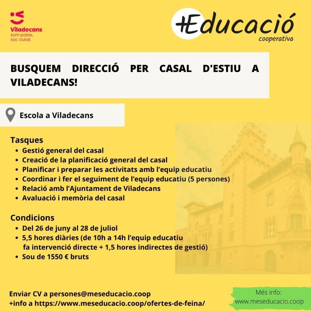 Busquem direcció per casal d'estiu a Viladecans!